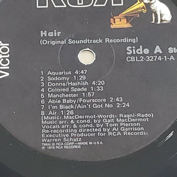 Hair Original Movie Soundtrack 2 LP Set Album Vinyl RCA Records CBL2-3274 TESTED - Picture 7 of 13